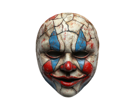 Creepy Clown Mask Isolated on Transparent Background