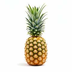 Fototapeta premium Fresh Ripe Pineapple with Vibrant Green Leaves on Top Against Isolated Background