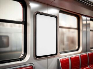 Blank Display Panel in Subway Train Interior