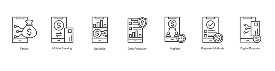 Blockchain Security Icon Fintech, Mobile Banking, Statistics, Data Protection, Platform, Payment Methods, Digital Payment