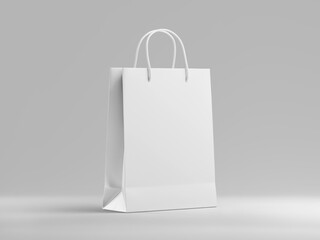 White Shopping Bag Mockup on Gray