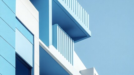 Modern Blue and White Building Facade Detail