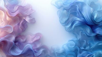 Abstract swirling waves of pink and blue colors creating a serene background effect