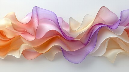 Abstract flowing fabric waves in pastel colors creating a soft, serene atmosphere