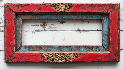 Weathered vintage wooden frame with intricate detailing on a rustic background