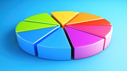 Obraz premium Colorful Pie Chart Segment Representation on Vibrant Blue Background for Data Visualization