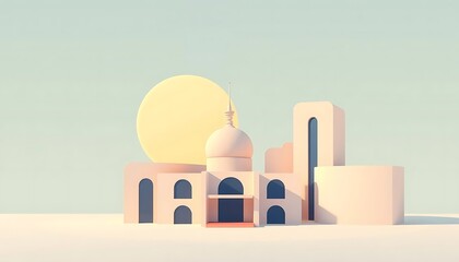 Minimalist Architectural Render of a Dome Building