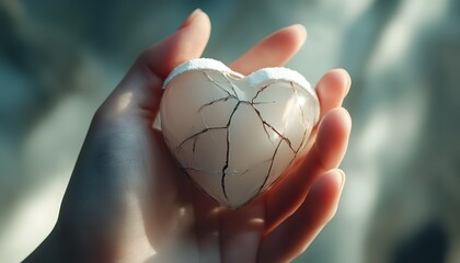 A Hand Holds A Broken Glass Heart