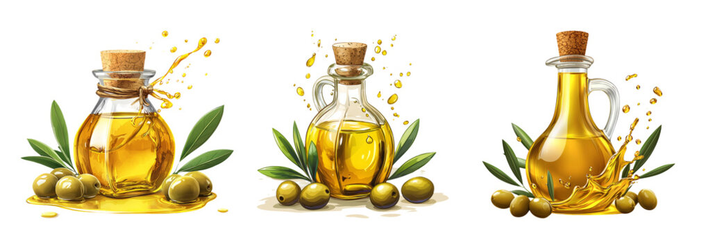 Olive Oil in Various Glass Bottles Design