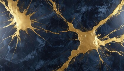 Dark blue marble texture with gold splashes on a luxurious background, marble, blue, splashes