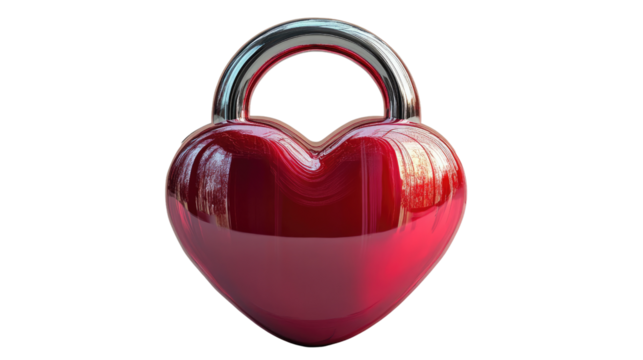 Locked Heart: A gleaming heart-shaped lock, symbolizes security and affection, representing the unbreakable bond of love and devotion. Its polished surface reflects a depth of emotion.