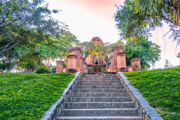 Nha Trang - Vietnam. December 13, 2015. Po Nagar Cham Towers Top choice buddhist temple in Nha Trang.Built between the 7th and 12th centuries, these impressive Cham towers are still actively used for 