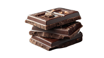 Stacked Chocolate: Close-up of several pieces of rich, dark chocolate, carefully arranged to showcase their decadent texture. Perfect for culinary themes and food-related projects.