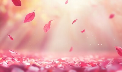 Falling Autumn Leaves: A Dreamy Pink Landscape
