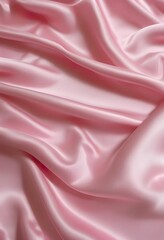Obraz premium Closeup of luxurious, pink satin fabric with soft, flowing drapes and elegant folds. The smooth texture and subtle sheen are prominent