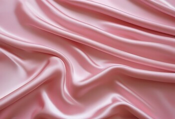 Obraz premium Closeup of luxurious, pink satin fabric with soft, flowing drapes and elegant folds. The smooth texture and subtle sheen are prominent