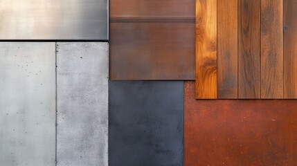 Abstract Texture of Concrete, Metal, and Wood Panels