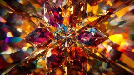 A Close-Up View of a Multifaceted Gemstone with a Starburst Pattern