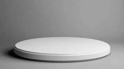 A White Circular Display Platform on Grey Background