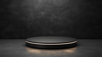 Illuminated Circular Platform Against Dark Background