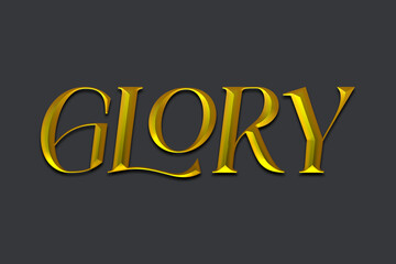 gold glory text effect on dark background, elegant golden typography design