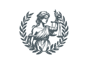  Lady of justice hand drawn sketch vector