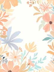 Pastel Floral Frame: A Delicate Composition of Soft Hues and Elegant Blooms
