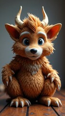Naklejka premium A mythical creature with horns and furry body