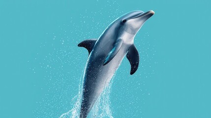 Obraz premium Playful Dolphin Leaping Out of Vibrant Turquoise Water Splash