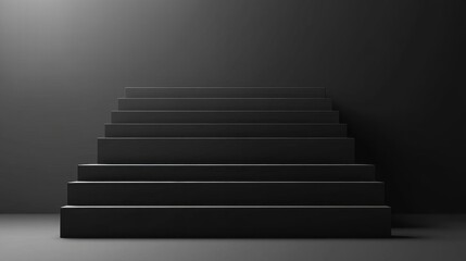 Dark Steps Leading Upward Against A Black Wall
