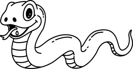 Hand drawn snake cartoon doodle outline