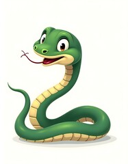 Fototapeta premium Adorable Cartoon Green Snake Illustration
