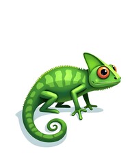 Naklejka premium Cute Green Chameleon Illustration Cartoon Animal Design