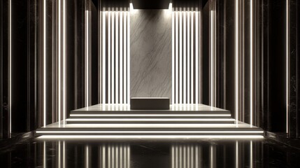 Modern Minimalist Stage with Marble and Lighting