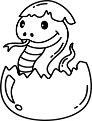 Hand drawn snake cartoon doodle outline