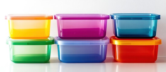 Stack of Colorful Plastic Food Storage Containers