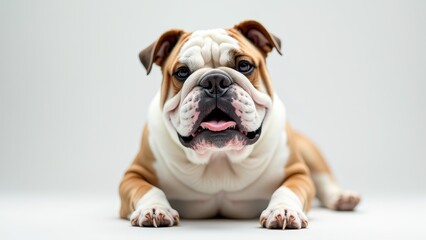 Fototapeta premium Adorable and wrinkly, the English Bulldog's gentle nature makes them a beloved companion