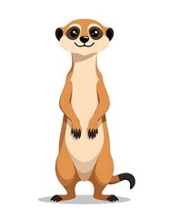 Cute Meerkat Cartoon Illustration Standing Tall