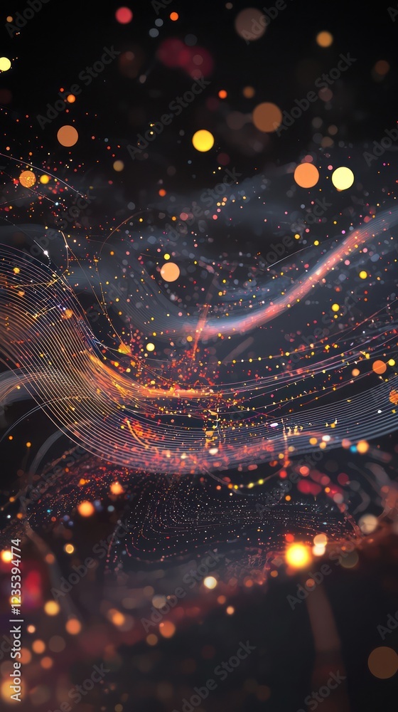 Canvas Prints musical soundwaves intertwine with dots and lines, forming an abstract 3d design for creative visual
