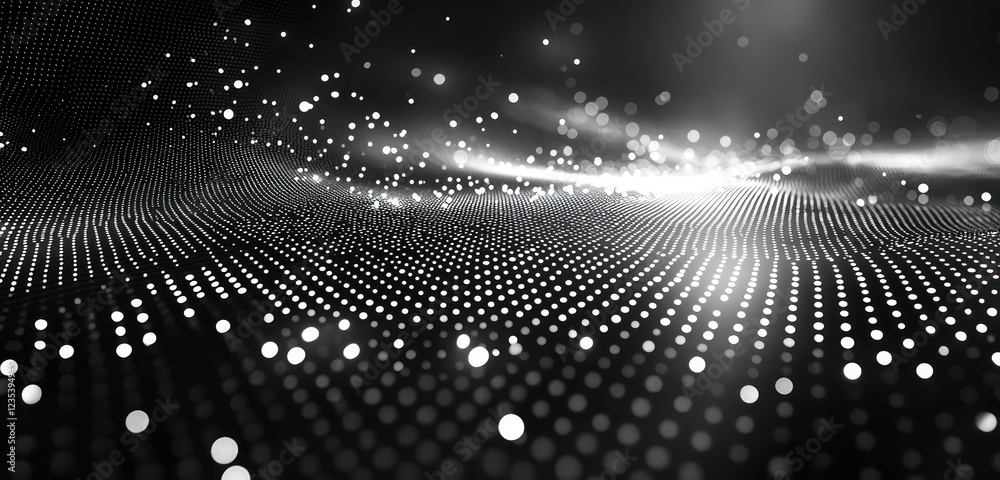 Sticker monochrome halftone dots with a grainy overlay for a textured transparent background