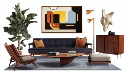 Mid-Century Modern Living Room Interior Design