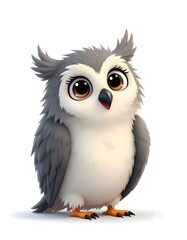 Adorable 3d Baby Owl Cartoon Illustration