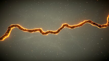 Glowing Wavy Line of Golden Particles Against a Dark Background Capturing a Mystical Cosmic Vibe