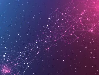 Fototapeta premium Abstract network connection background with pink and blue gradient.