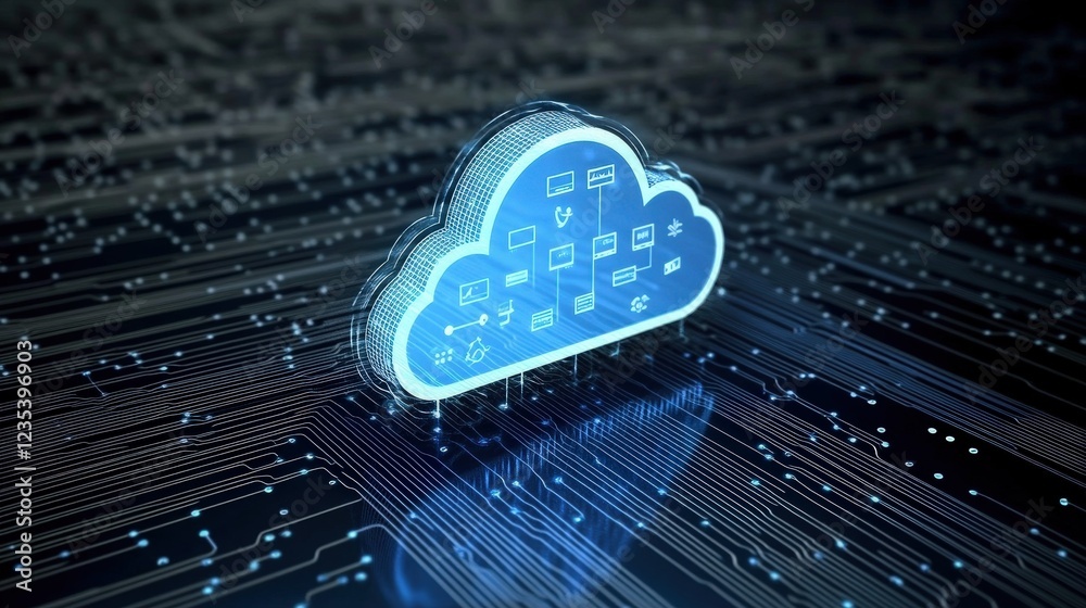 Aufkleber futuristic cloud computing concept with digital connections pattern
