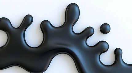 Black liquid splash on white background, abstract design