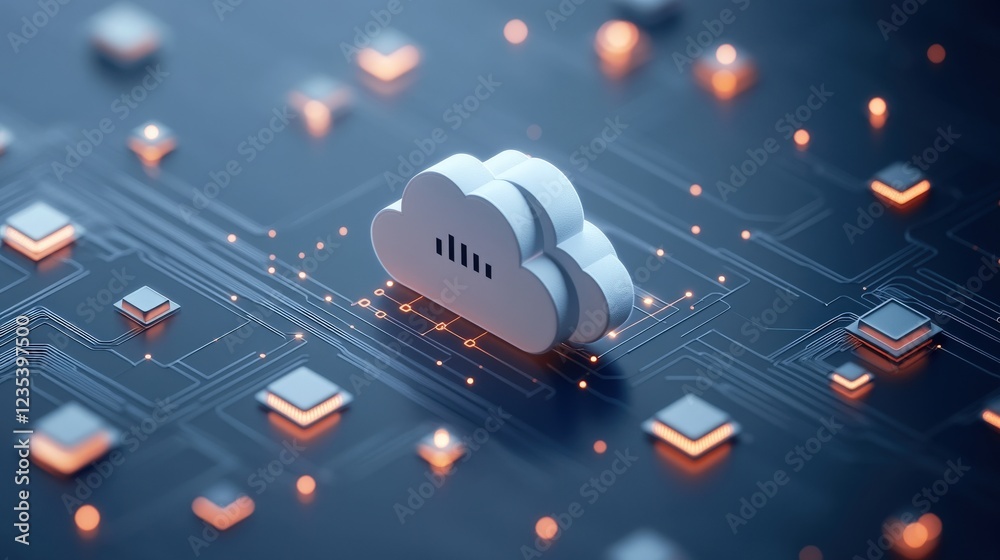 Aufkleber Abstract Digital Cloud Data Technology Concept on Dark Background