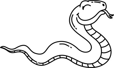 Hand drawn snake cartoon doodle outline