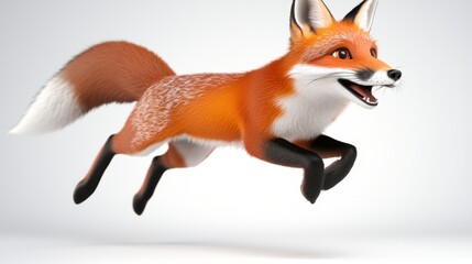 Playful Cartoon Fox Character Leaping in Dynamic Motion