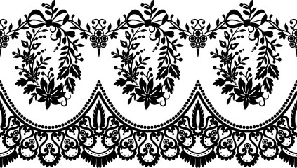 Seamless lace pattern, flower vintage vector background.